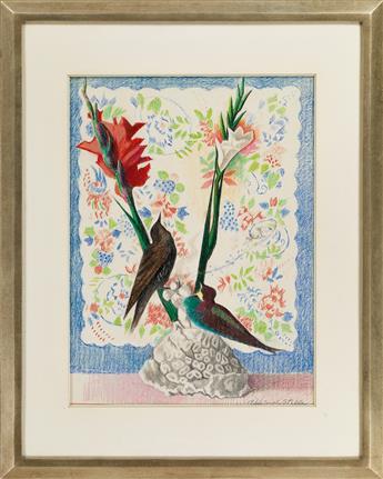 JOSEPH STELLA Still Life with Gladiolus and Bird Figurines.